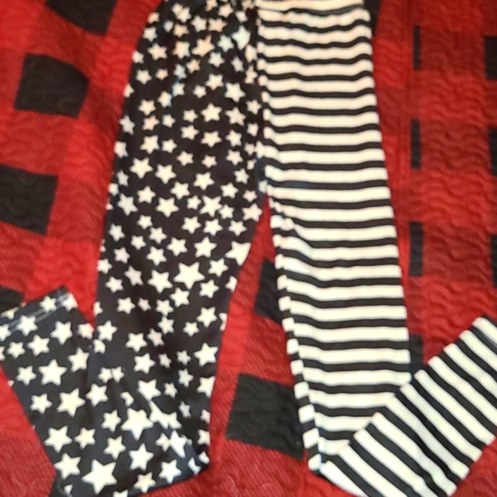 Black and white stripes and stars leggings